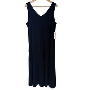 Chico's Navy Dress Easy Chic Sleeveless‎ V-Neck Maxi Classic NWT Size 2 (12-14)